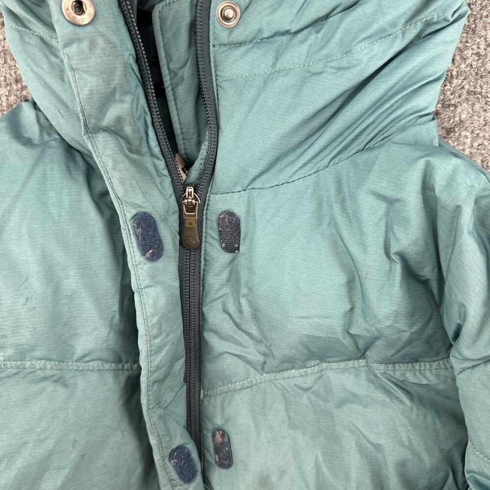 Vintage 80s 90s era Columbia Puffer Jacket Hooded Full Zip Warm Teal Blue Small - Picture 7 of 7